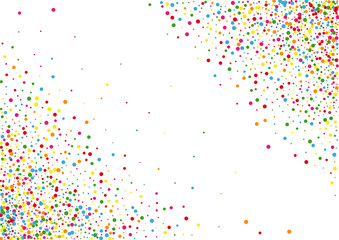 Blue Round Paper Texture. Confetti Abstract Illustration. Orange Wedding Circle. Multicolored Side Dot Background.