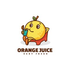 Vector Logo Illustration Orange Juice Mascot Cartoon Style.