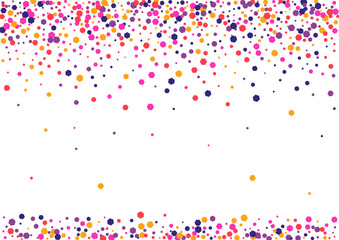 Yellow Bright Confetti Wallpaper. Dot Circular Illustration. Pink Circle Decor. Round Red Festival Frame. Splatter Texture.