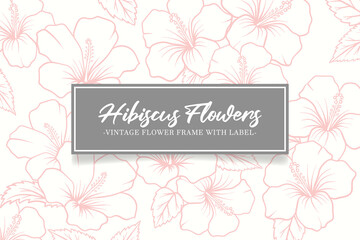 vintage card hand drawn hibiscus flowers
