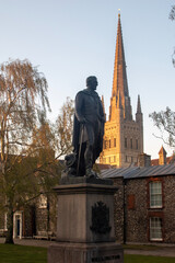 Fototapeta premium Golden hour/dusk at Norwich Cathedral in Norfolk, UK