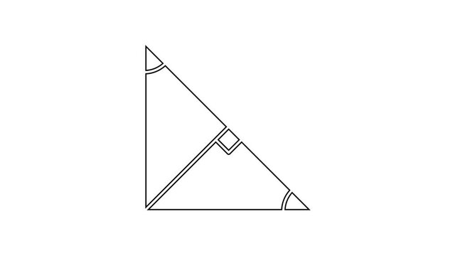 Black line Angle bisector of a triangle icon isolated on white background. 4K Video motion graphic animation