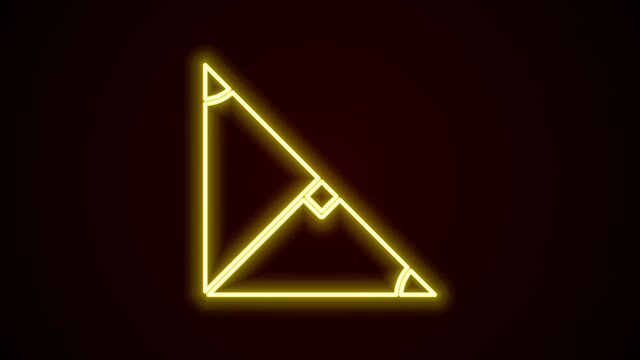Glowing neon line Angle bisector of a triangle icon isolated on black background. 4K Video motion graphic animation