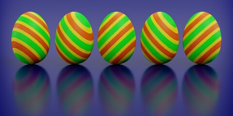 Realistic 3D Render of Easter Eggs