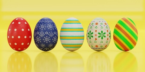 Realistic 3D Render of Easter Eggs