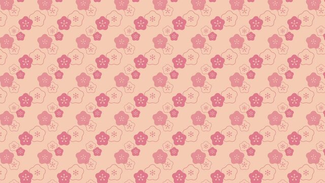 Japanese flower pattern background loop animation 梅の花のパターン背景　ループアニメーション