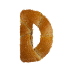 Fresh bakery letter e, healthy wheat food alphabet, isolated design element, 3d illustration, lowercase font