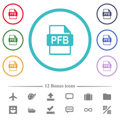 PFB file format flat color icons in circle shape outlines