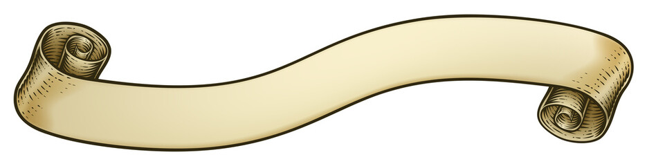 Scroll Vintage Woodcut Banner Paper Ribbon Drawing