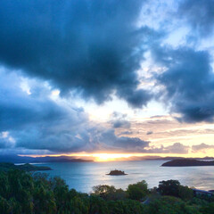 Stunning sunset seen from Hamilton Island in the whitsundays in Queensland, Australia. 