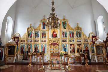 Iconostasis of the Cathedral of the Nativity of the Virgin in the Solotchensk Convent of the...