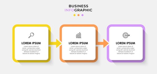 Obraz premium Vector Infographic design business template with icons and 3 options or steps. Can be used for process diagram, presentations, workflow layout, banner, flow chart, info graph