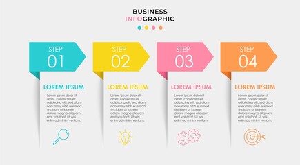 Vector Infographic design business template with icons and 4 options or steps. Can be used for process diagram, presentations, workflow layout, banner, flow chart, info graph