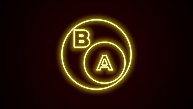 Glowing neon line Subsets, mathematics, a is subset of b icon isolated on black background. 4K Video motion graphic animation