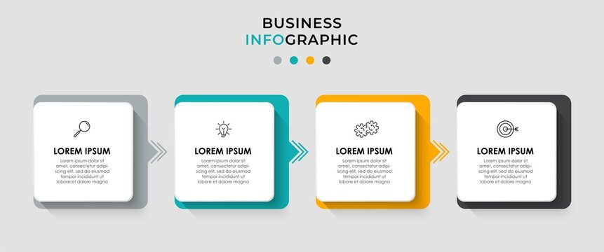 Vector Infographic design business template with icons and 4 options or steps. Can be used for process diagram, presentations, workflow layout, banner, flow chart, info graph