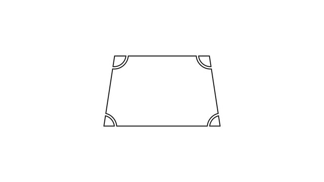 Black line Acute trapezoid shape icon isolated on white background. 4K Video motion graphic animation