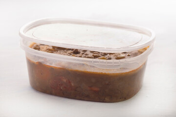 Spanish lentils with potatoes, carrot and chorizo