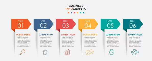 Fotobehang Vector Infographic design business template with icons and 6 options or steps. Can be used for process diagram, presentations, workflow layout, banner, flow chart, info graph © Ainul