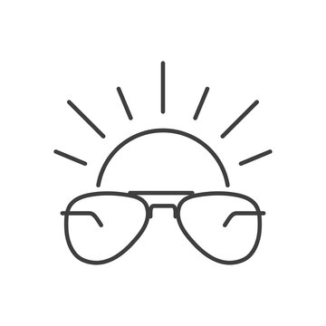 Icono gafas de sol estilo aviador con sol con lineas en color gris