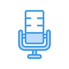 Microphone icon vector illustration in blue style about multimedia for any projects