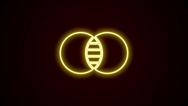 Glowing neon line Mathematics sets A and B icon isolated on black background. Symmetric difference. 4K Video motion graphic animation