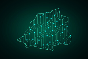 Map of Vatican City State, network line, design sphere, dot and structure on dark background with Map Vatican City State, Circuit board. Vector illustration. Eps 10