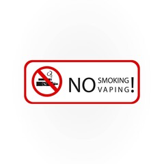 No Smoking No vaping sign on white background. Vector illustration
