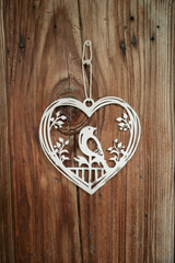 white bird in heart decoration at wedding