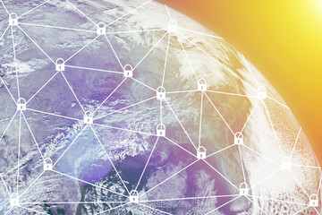 Cybersecurity and online data protection,Business Internet Technology Concept for security of data storage on network server to secure cyber global information,Element of the image provided by NASA