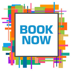 Book Now Colorful Random Elements Square Frame 