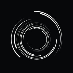  Lines in Circle Form . Spiral Vector Illustration .Technology round Logo . Design element . Abstract Geometric shape . Striped border frame for image