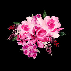 Fototapeta premium Watercolor bouquet with flowers. Illustration