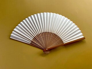 folding fan on colored background