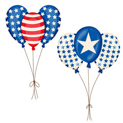 Bunch of balloons with American flag elements. America national celebration vector design