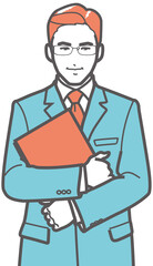 ファイルを抱えるビジネスマン