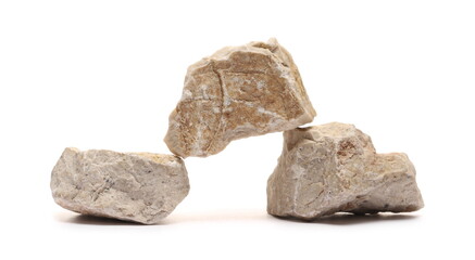 Three rocks isolated on white background