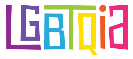 LGBTQIA rainbow gradient vector hand lettering banner on white background