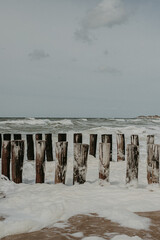 wave breakers on the beach