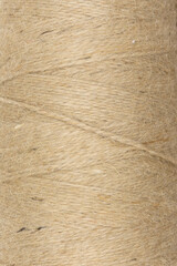 Natural jute twine  background. View of linen thread. Texture of fiber.