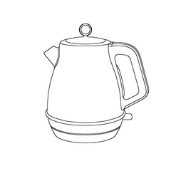 Obraz premium A sketch of a designer modern electric kettle. The kettle is a single line.