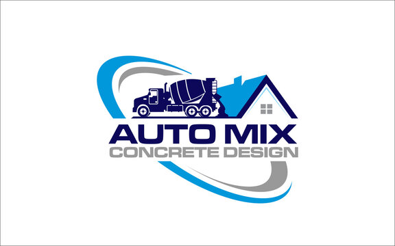 Illustration vector graphic of concrete mixer truck logo design template