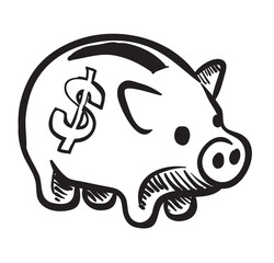 Piggy bank clipart vector illustration