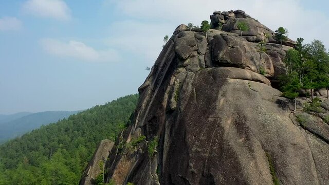 Drone flight over famous Krasnoyarsk pillars