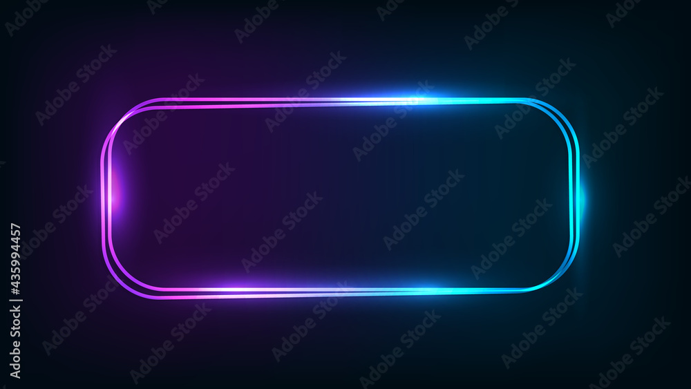Aufkleber neon double rounded rectangular frame