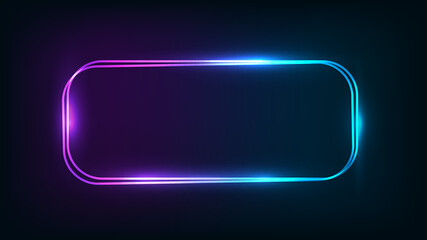 Neon double rounded rectangular frame © dniprodd