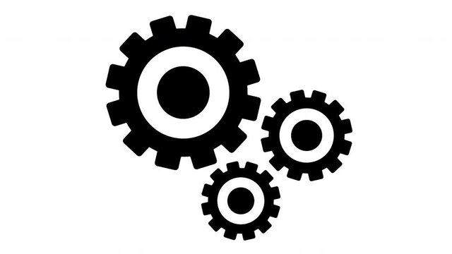 Rotating gears on transparent background with alpha channel.