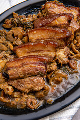 Delicious Braised pork belly or khau bak 

Khau bak is Chinese traditional cuisine.