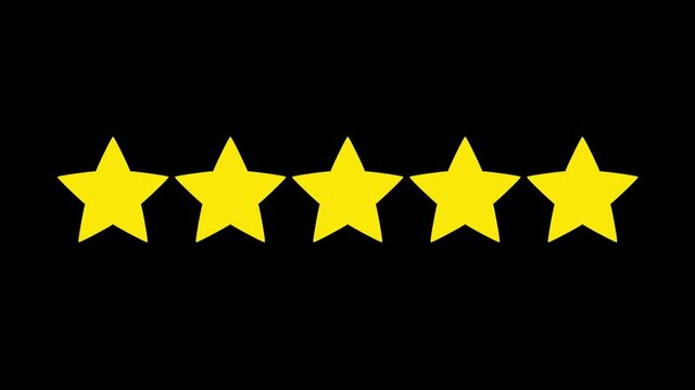 Rating five stars on transparent background with alpha channel.