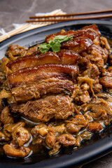 Delicious Braised pork belly or khau bak 

Khau bak is Chinese traditional cuisine.