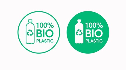 Recycle plastic bottle logo or icon set design. Vector isolated set of illustrations